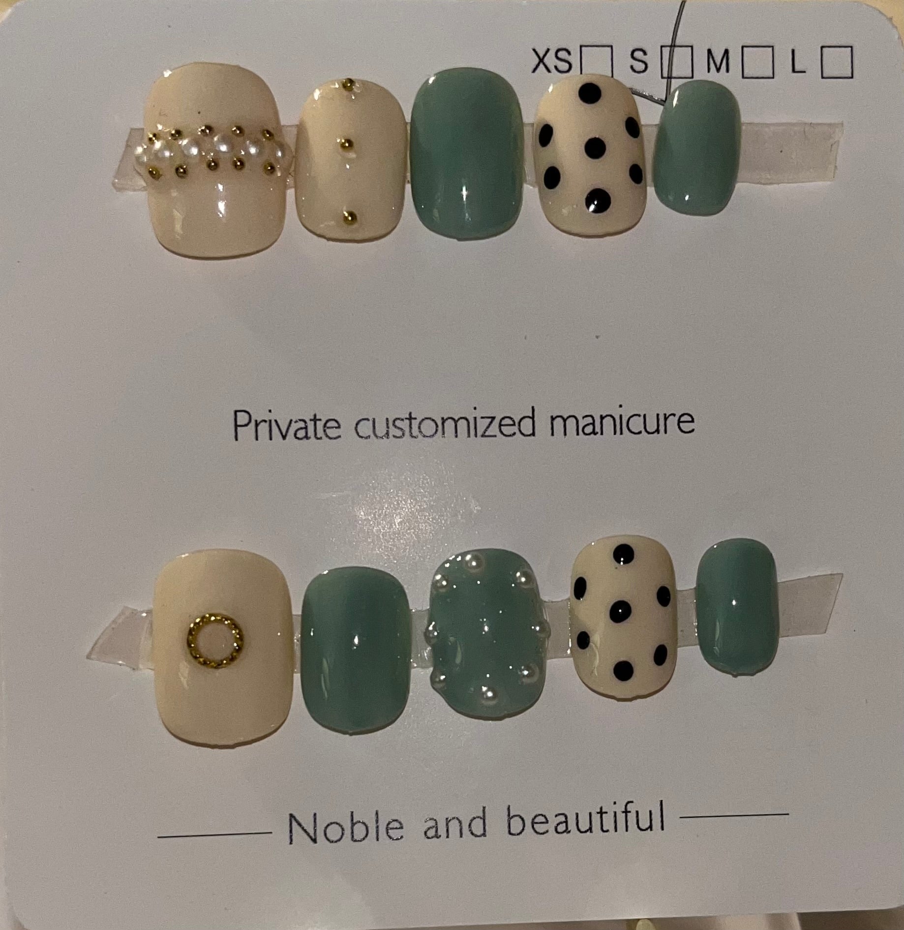 Sage & Pearls Press-On Nail Set