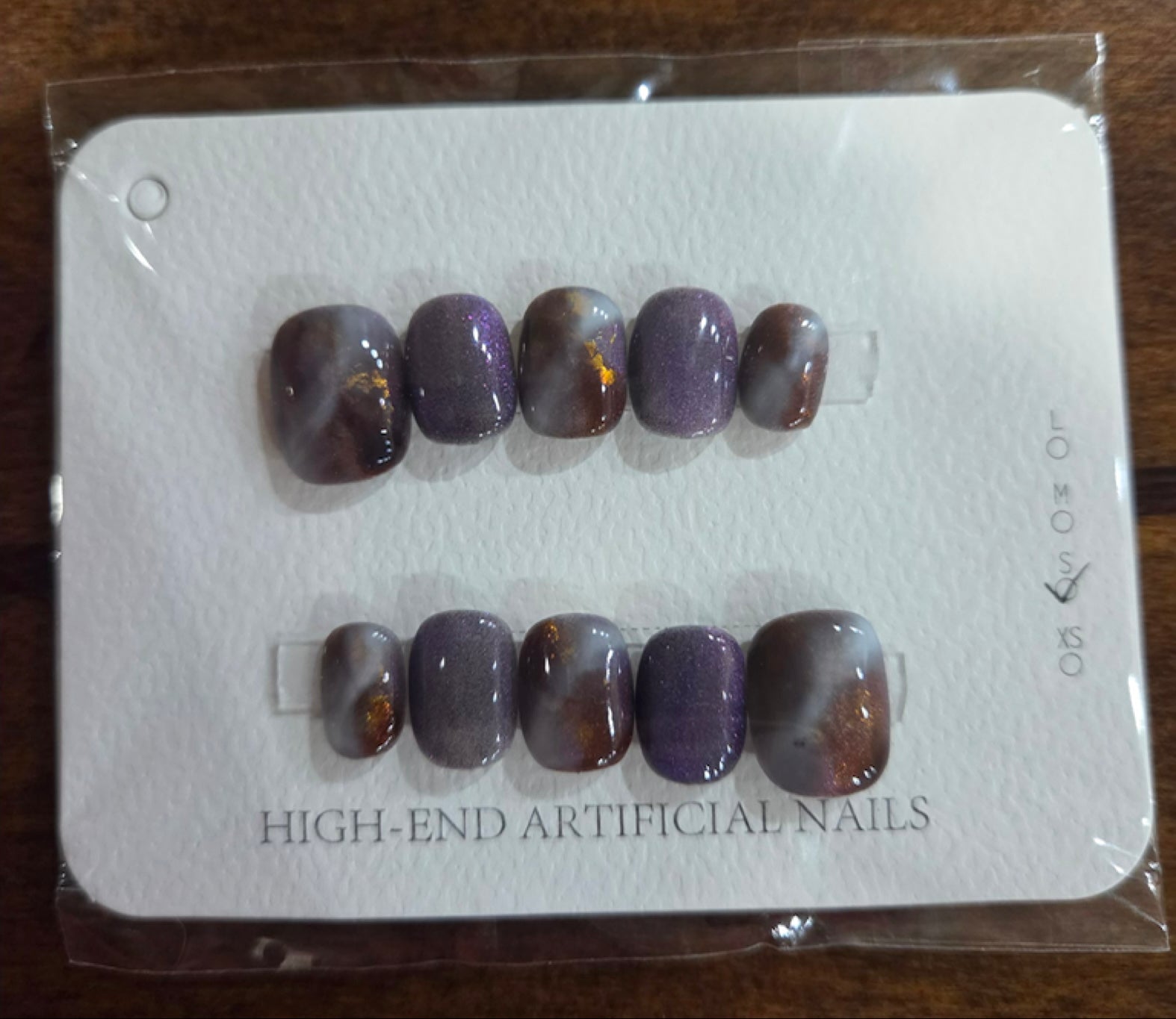 Set 10 — Purple Marble Gold Foil Press-On Nail Set