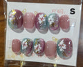Dusty Pink Teal Floral Ombre Press-On Nail Set