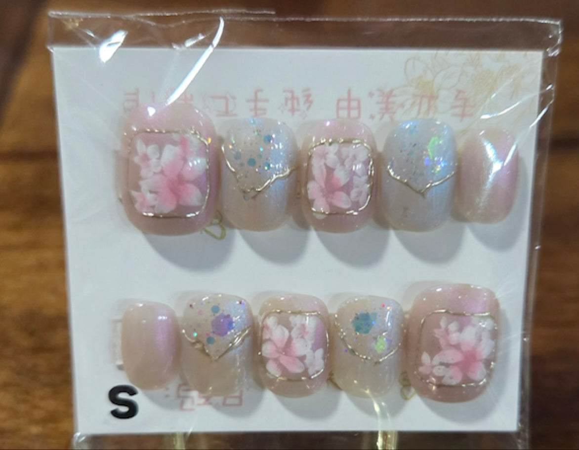 Sheer Floral Window Press-On Nail Set
