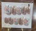 Sheer Nude 3D Floral Gold Wire Press-On Nail Set