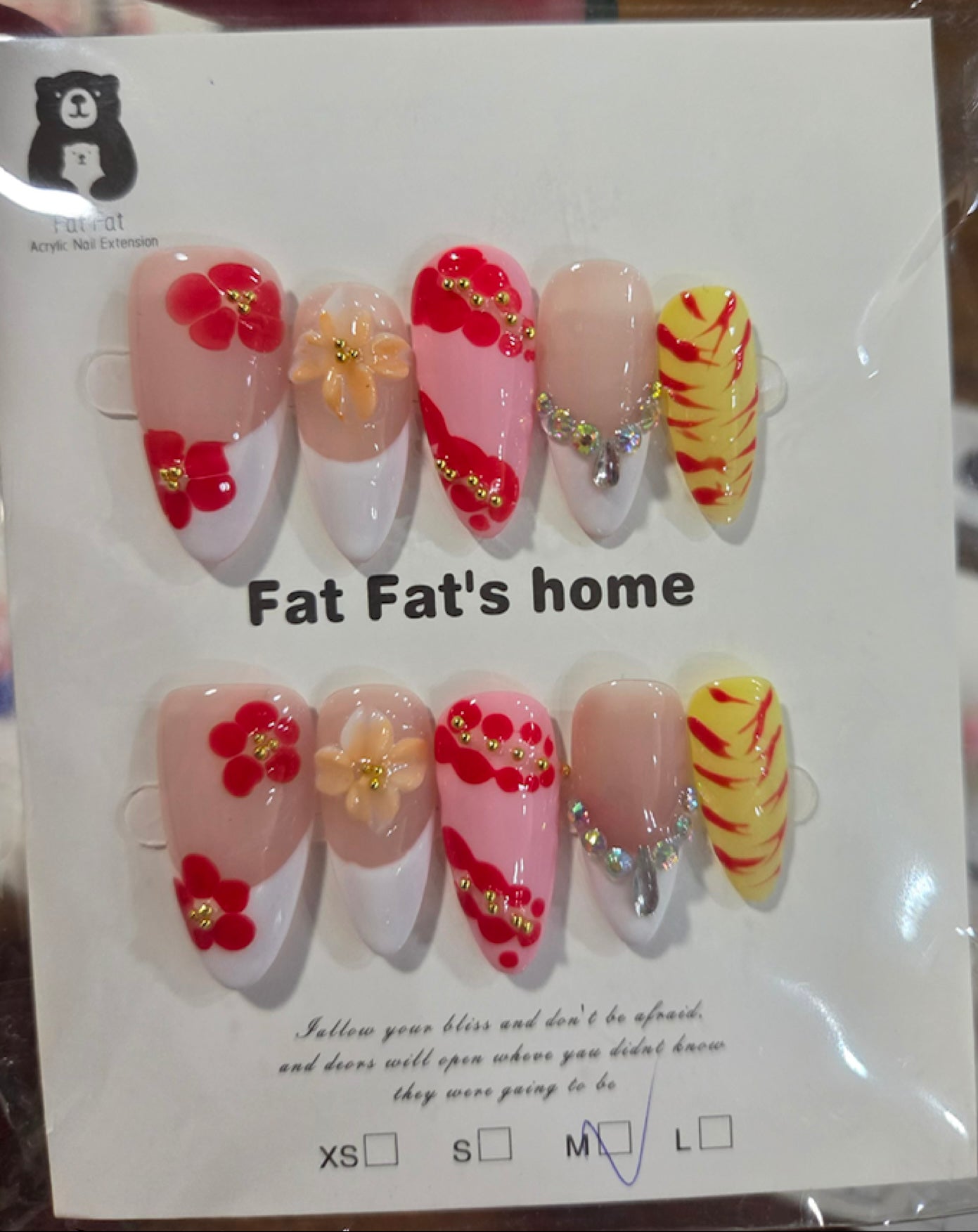 Red Tiger Floral Press-On Nail Set